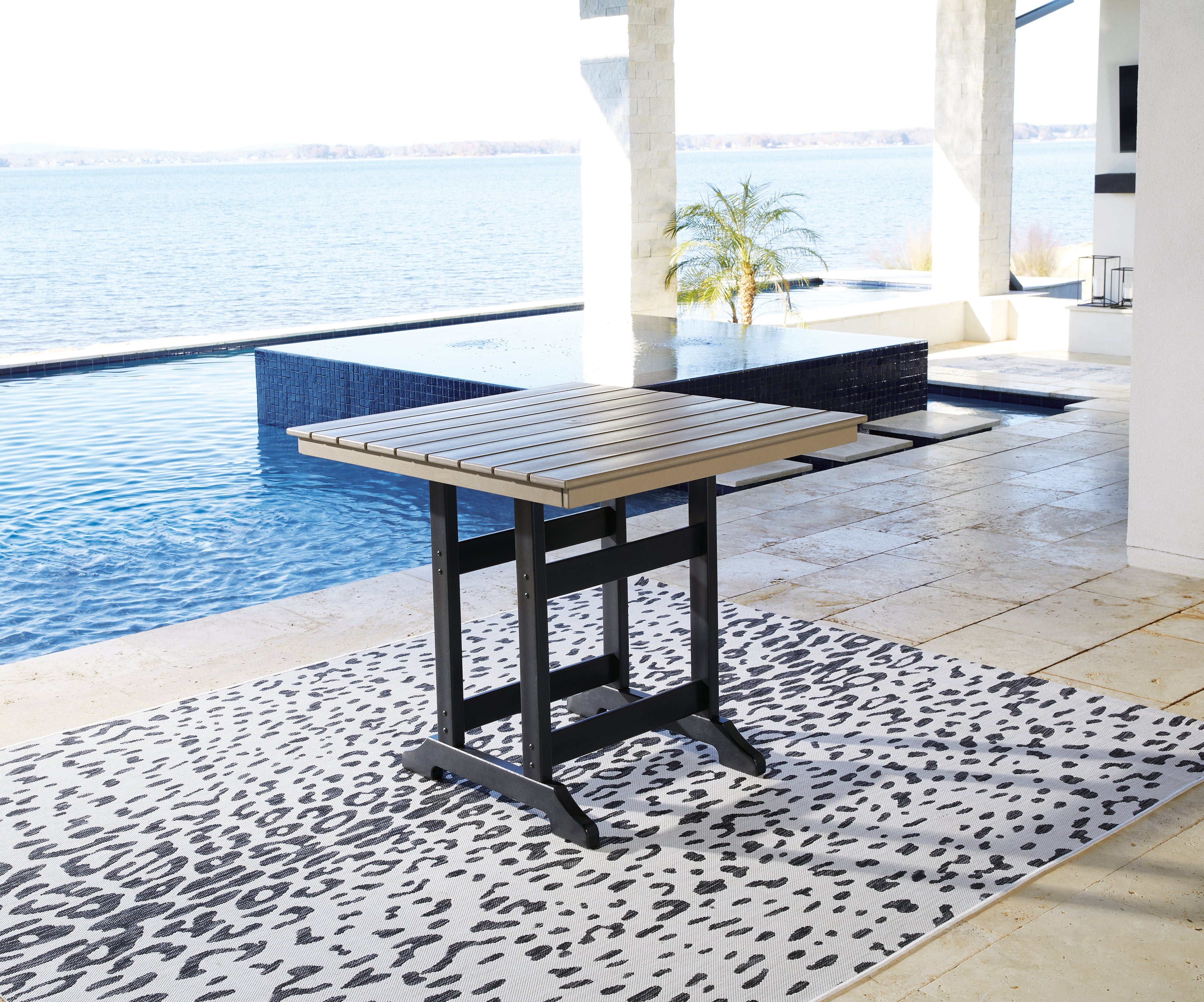 Hoover Furniture Outlet - Ashley Furniture - Fairen Trail Outdoor Counter Height Dining Table - Square Counter TBL w/UMB OPT - P211-632