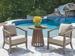 Hoover Furniture Outlet - Ashley Furniture - Joy Lagoon Outdoor Chairs with Cushions/Table (Set of 3) - Chairs w/CUSH/Table Set (3/CN) - PCP310-050