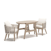 Hoover Furniture Outlet - Ashley Furniture - Ivory Vine Outdoor Table/Chairs (Set of 3) - Chairs w/CUSH/Table Set (3/CN) - PCP352-050