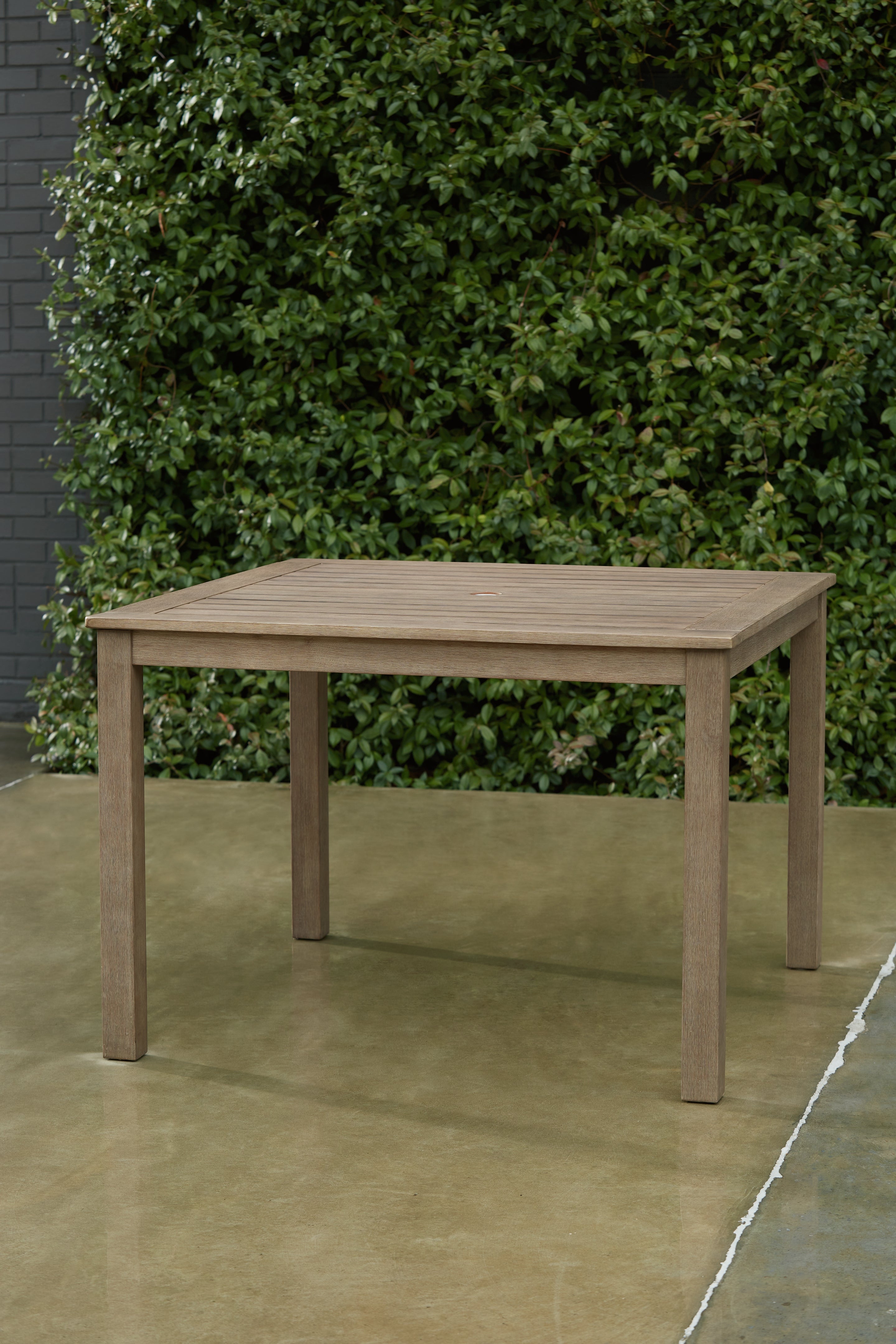 Hoover Furniture Outlet - Ashley Furniture - Aria Plains Outdoor Dining Table - Square Dining Table w/UMB OPT - P359-615