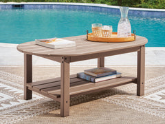 Hoover Furniture Outlet - Ashley Furniture - Grover Beach Outdoor Coffee Table - Oval Cocktail Table - PCP422-700