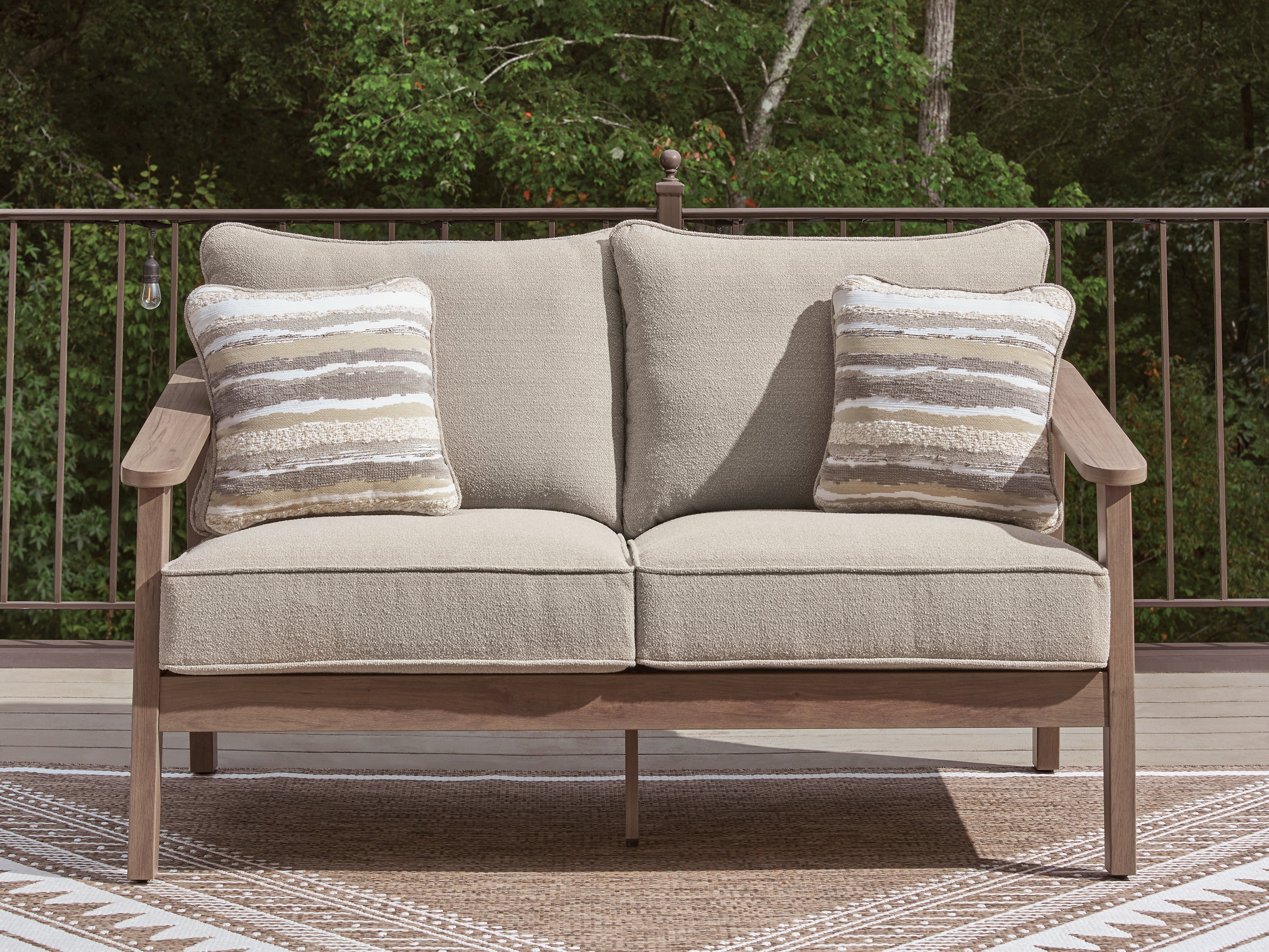 Hoover Furniture Outlet - Ashley Furniture - Harmony Headlands Outdoor Loveseat with Cushion - Loveseat w/Cushion - PCP428-835