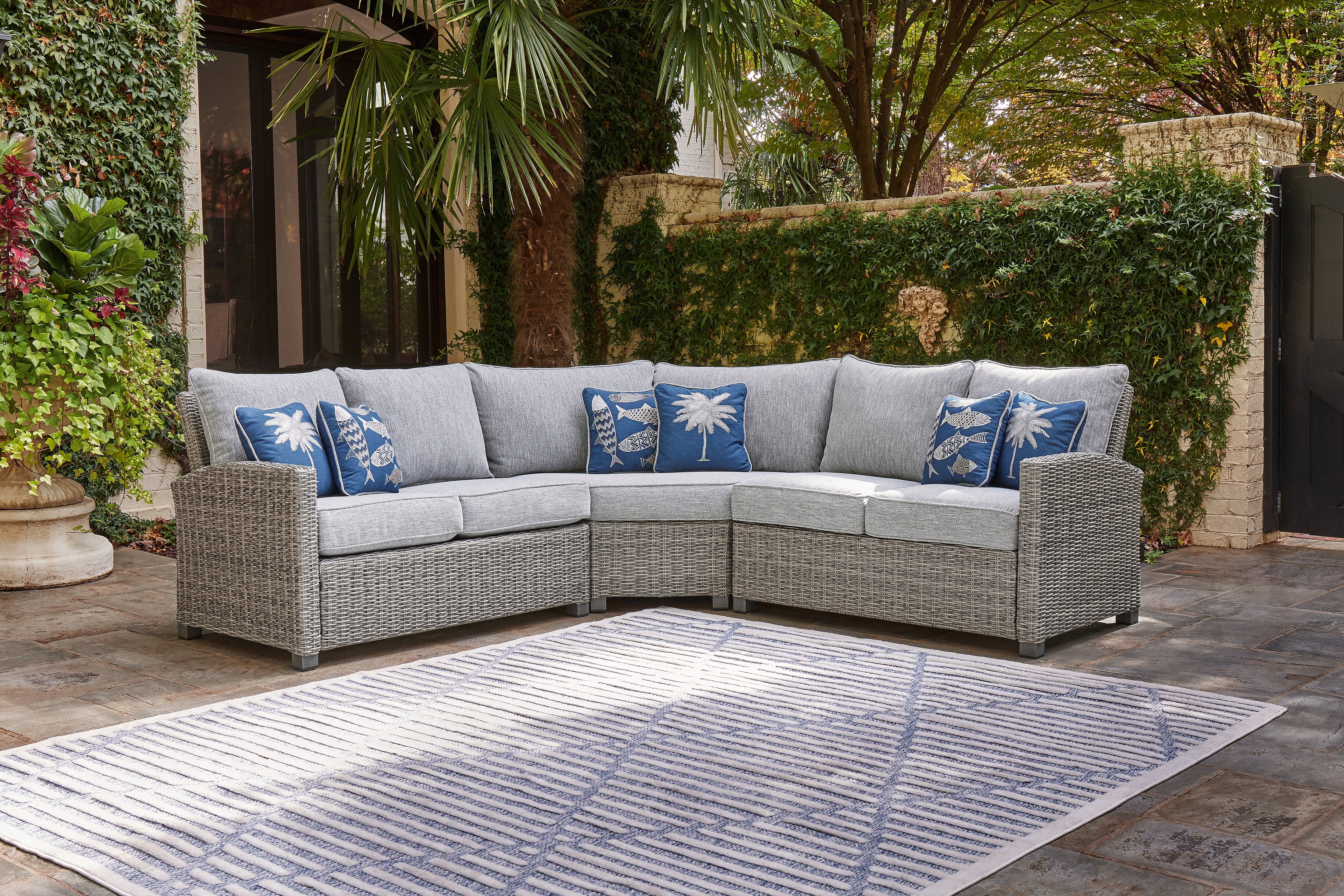 Hoover Furniture Outlet - Ashley Furniture - Naples Beach 3-Piece Outdoor Sectional - 3-Piece Outdoor Sectional - P439P1