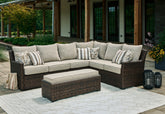 Hoover Furniture Outlet - Ashley Furniture - Brook Ranch Outdoor Sofa Sectional/Bench with Cushion (Set of 3) - Sofa SEC/Bench w/CUSH (3/CN) - P465-822