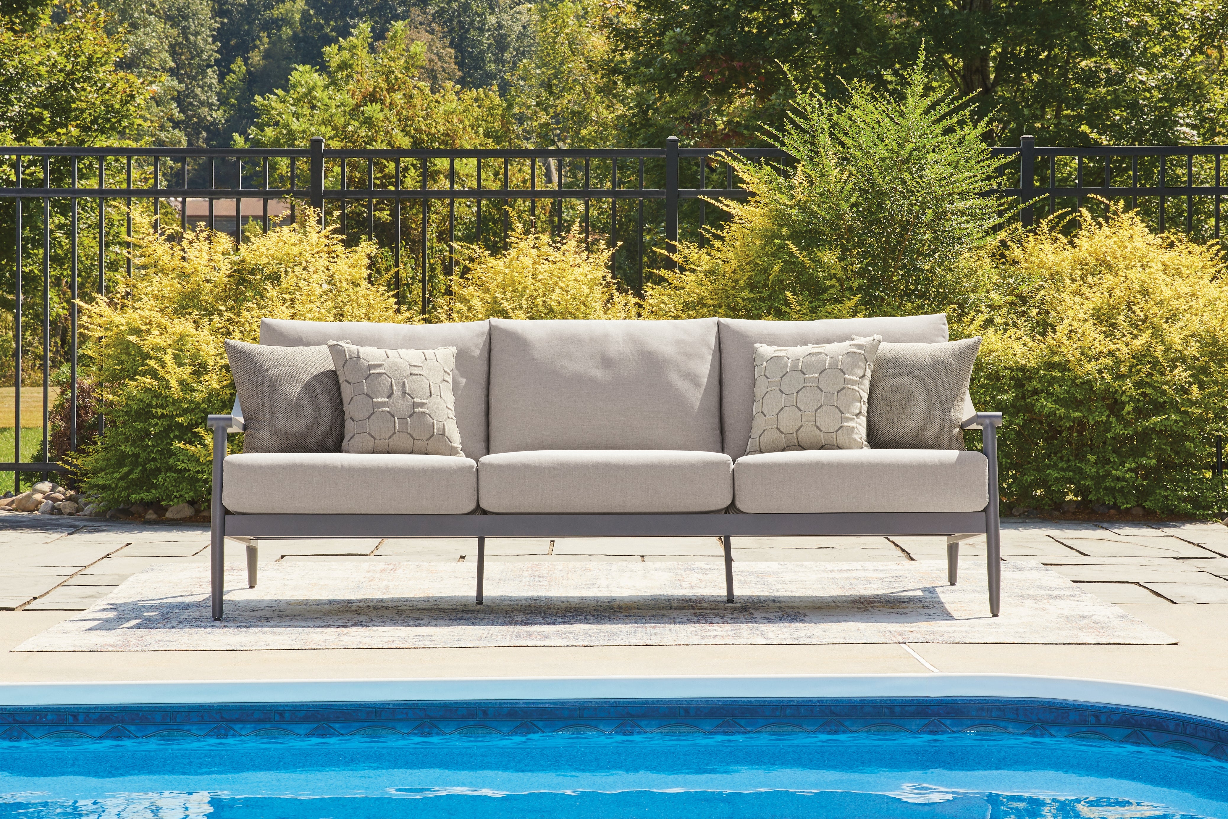 Hoover Furniture Outlet - Ashley Furniture - Ocean Beach Outdoor Sofa with Cushion - Sofa with Cushion - PCP510-838