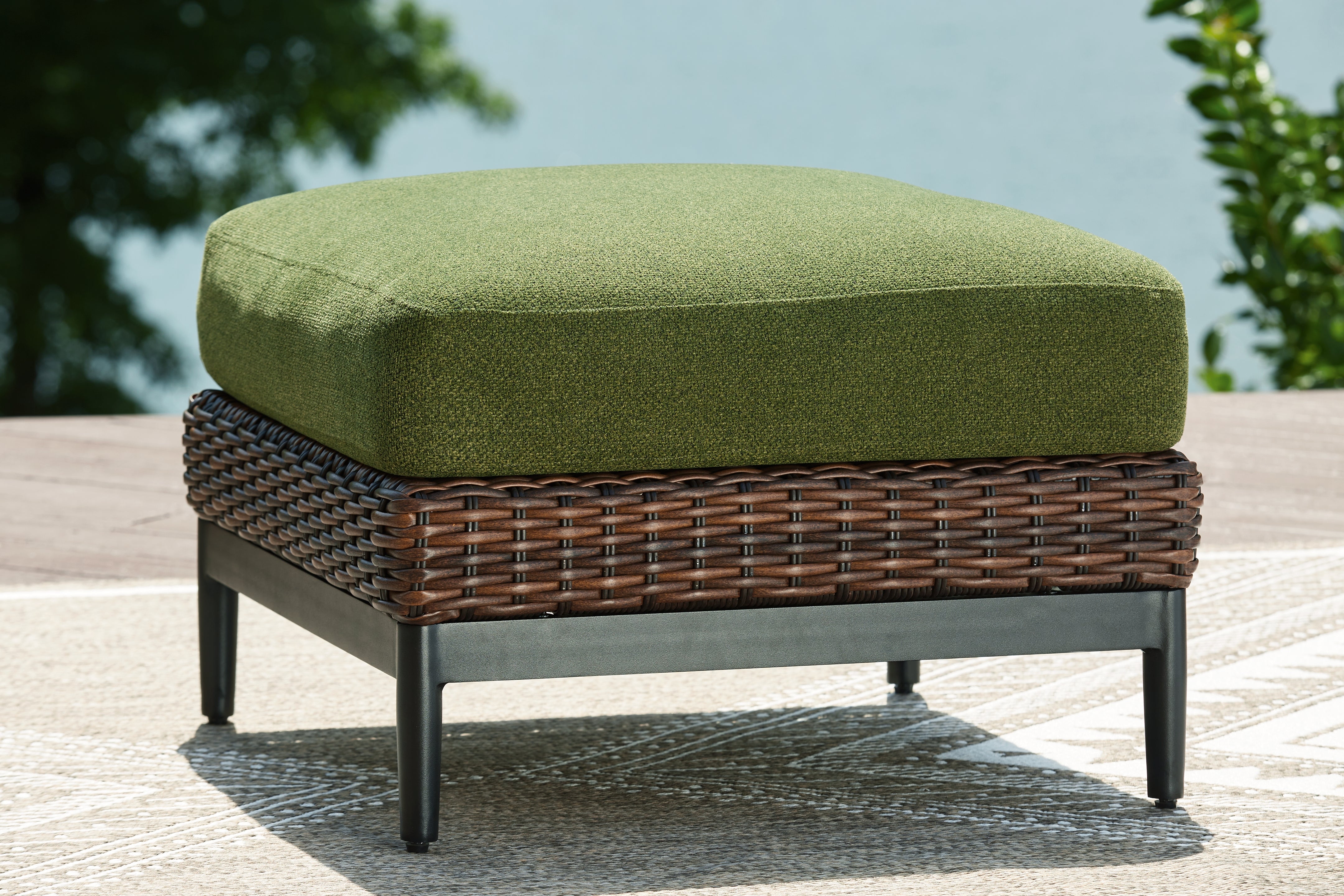 Hoover Furniture Outlet - Ashley Furniture - Horizon Hall Outdoor Ottoman with Cushion - Ottoman with Cushion - P572-814
