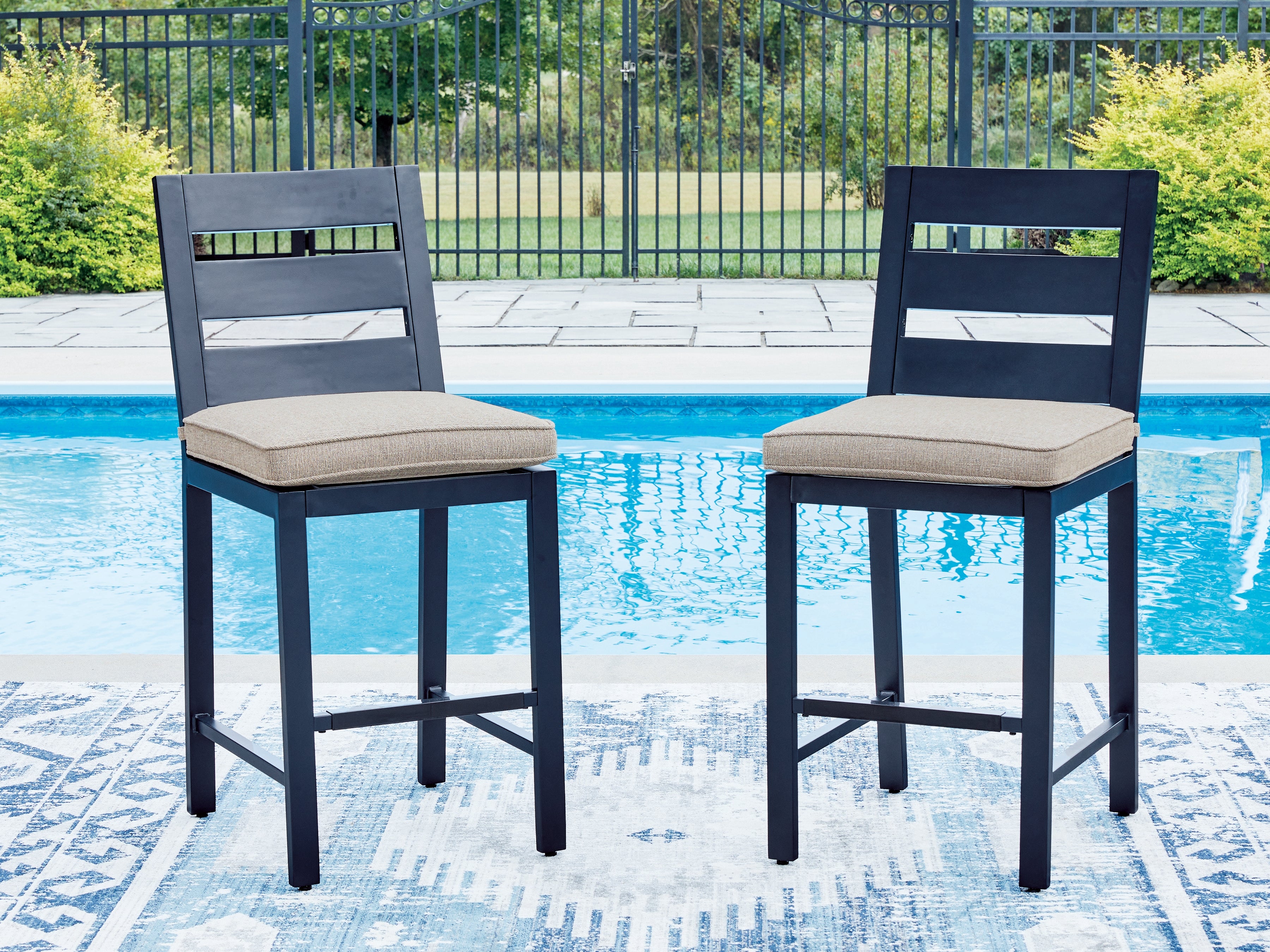 Hoover Furniture Outlet - Ashley Furniture - East Beach Outdoor Counter Height Bar Stool (Set of 2) - Barstool (Set of 2) - PCP587-124