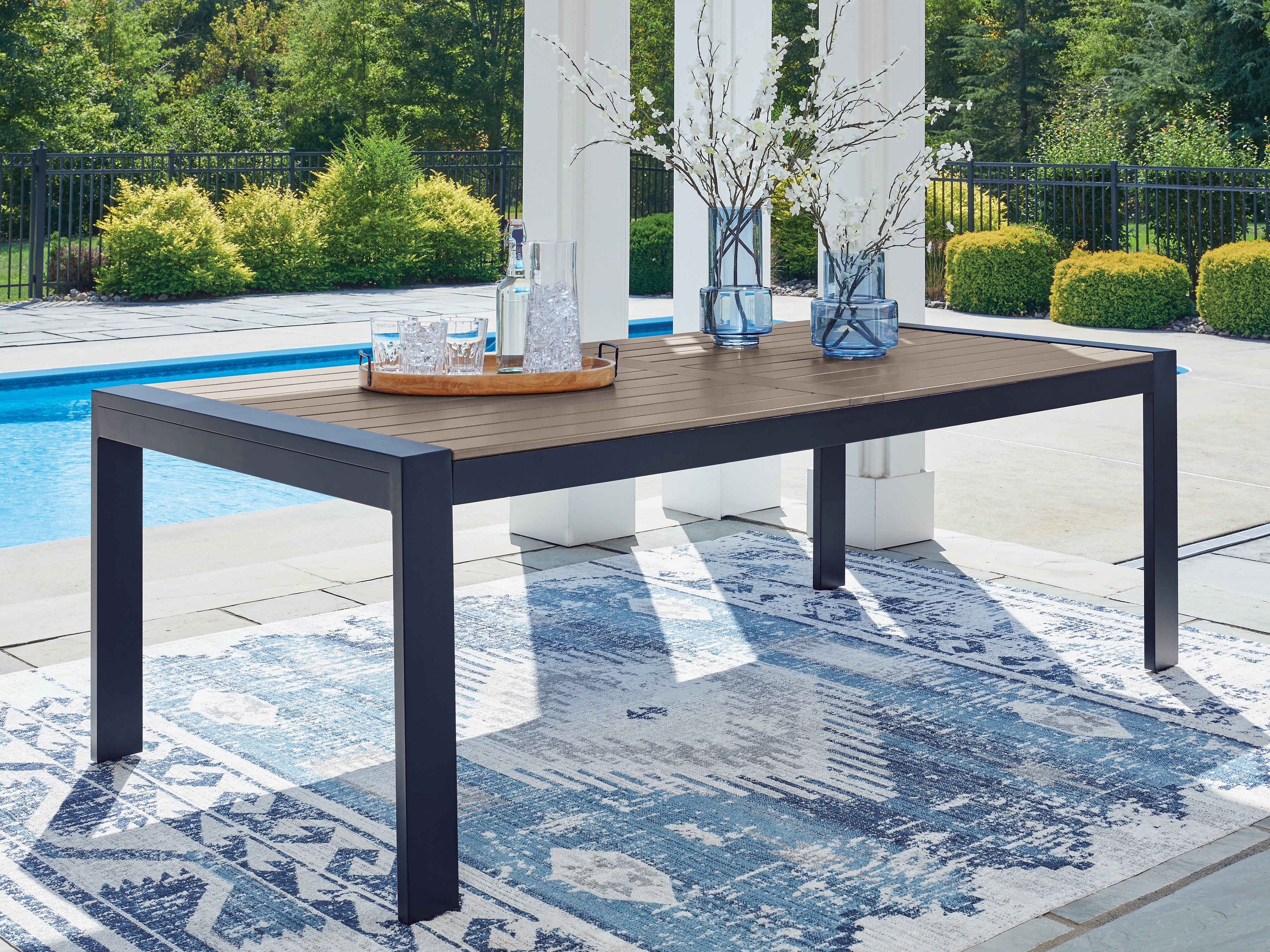 Hoover Furniture Outlet - Ashley Furniture - East Beach Outdoor Dining Table - RECT Dining Table w/UMB OPT - PCP587-625