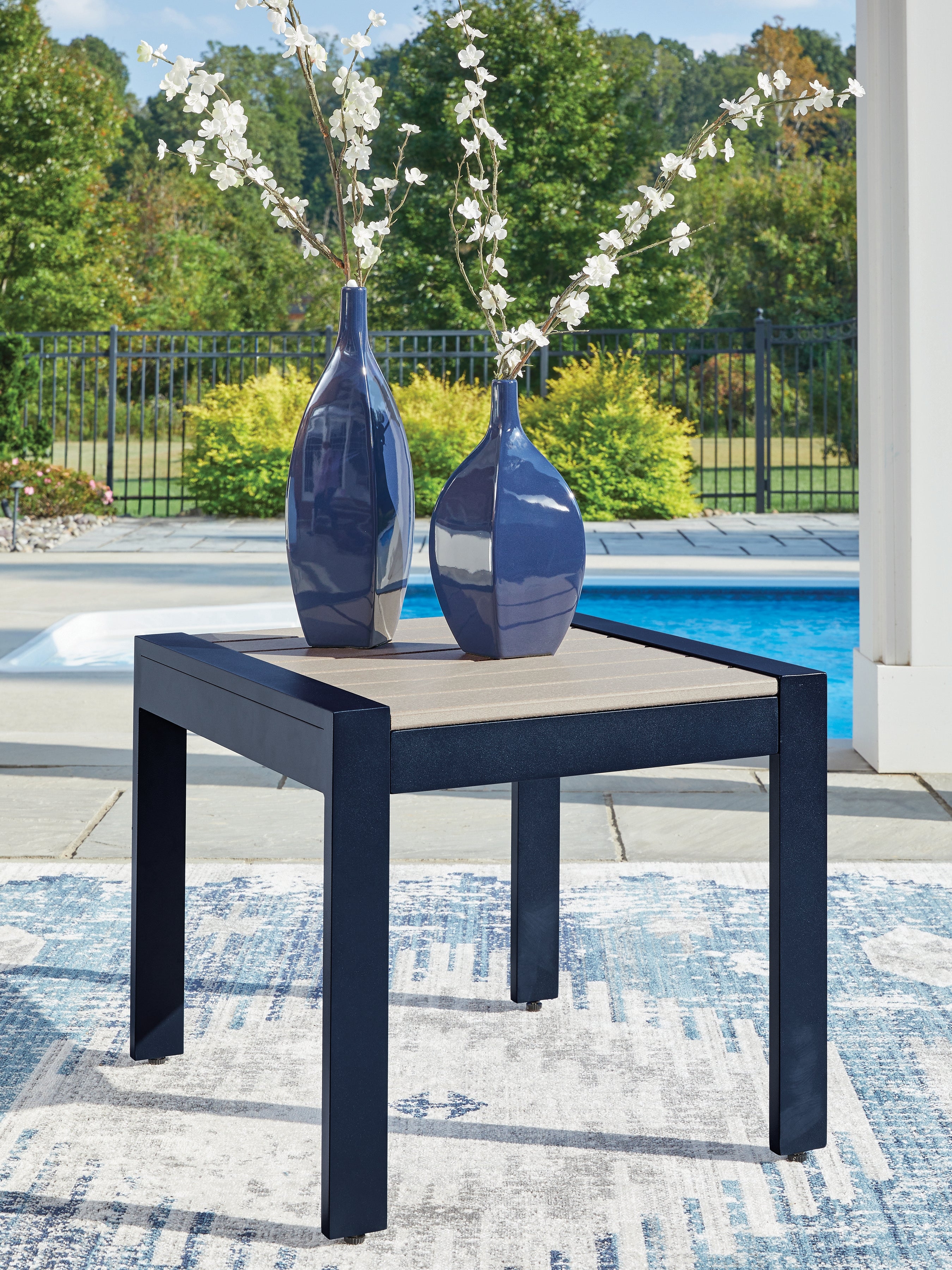 Hoover Furniture Outlet - Ashley Furniture - East Beach Outdoor End Table - Rectangular End Table - PCP587-703
