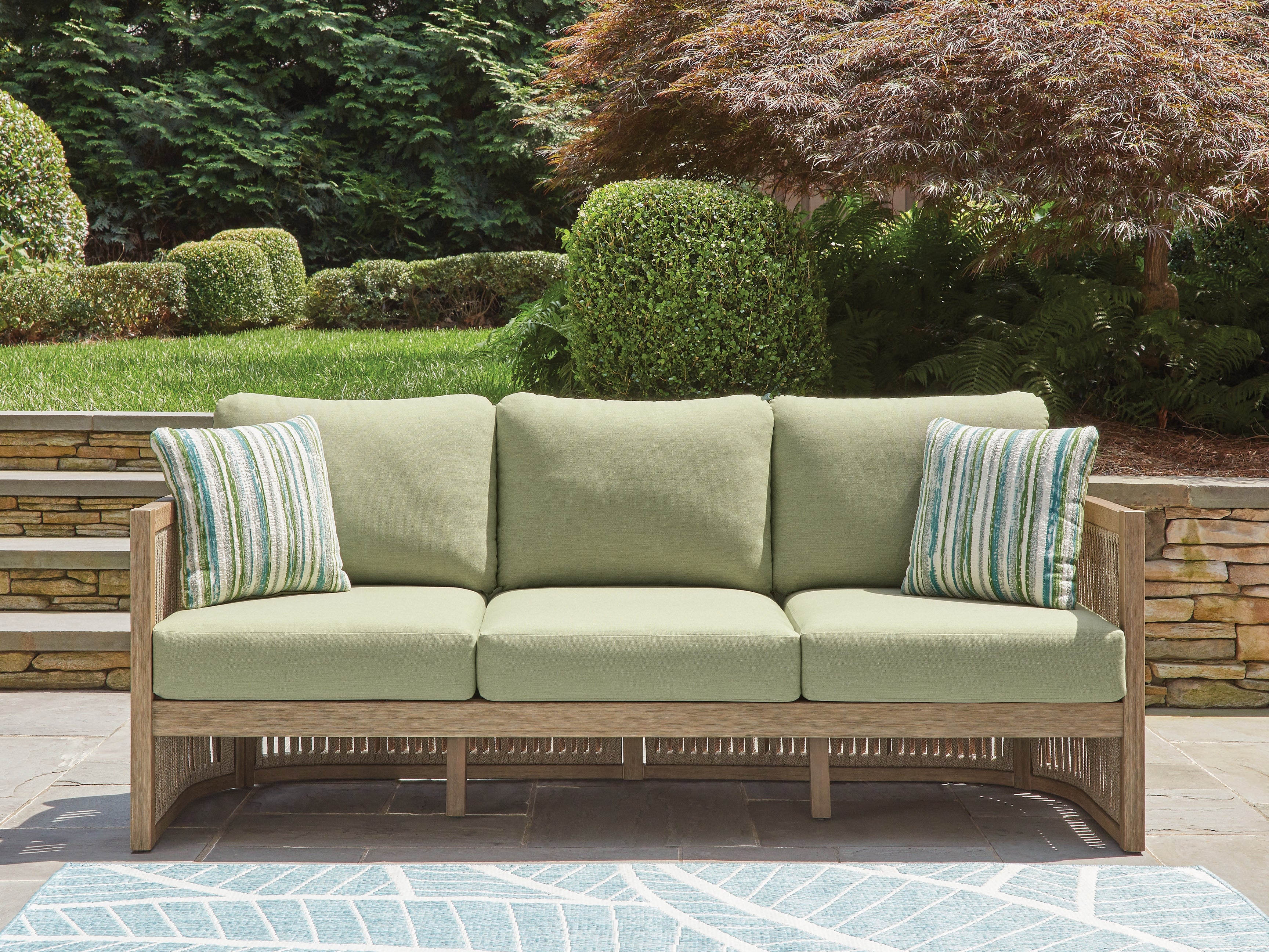 Hoover Furniture Outlet - Ashley Furniture - Serena Shores Outdoor Sofa with Cushion - Sofa with Cushion - PCP604-838