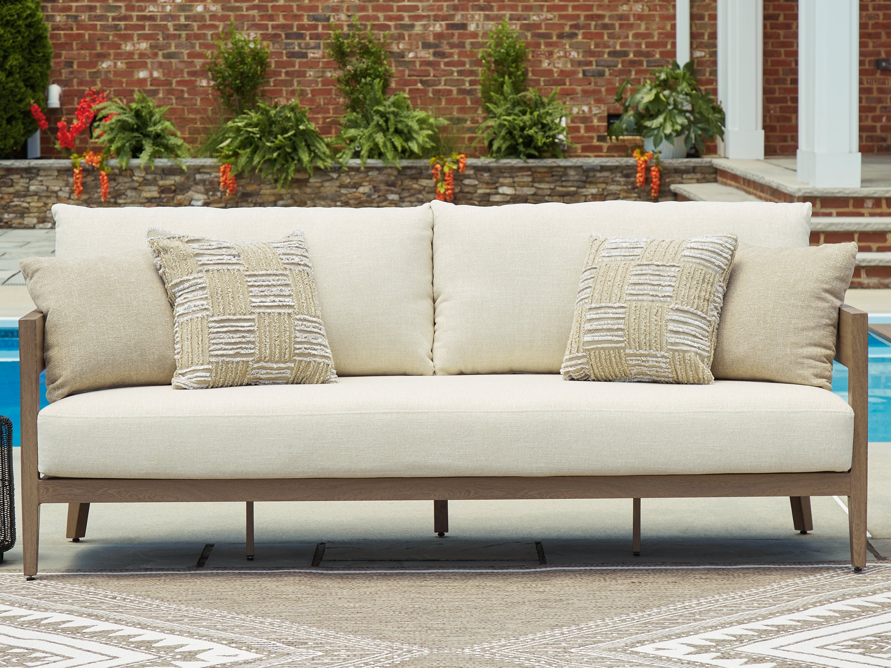 Hoover Furniture Outlet - Ashley Furniture - Serene Bay Outdoor Sofa with Cushion - Sofa with Cushion - P671-838