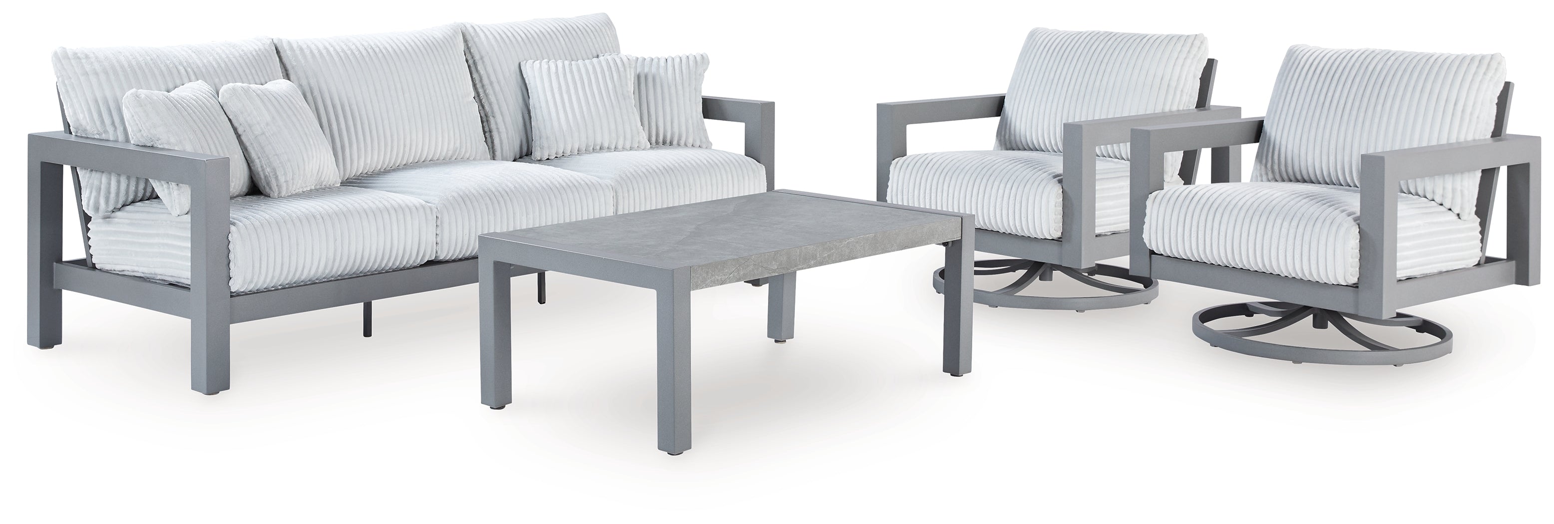 Hoover Furniture Outlet - Ashley Furniture - Hurley Park Outdoor Sofa, 2 Lounge Chairs and Coffee Table - Outdoor Sofa, 2 Lounge Chairs and Coffee Table - PCP695P2