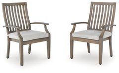 Hoover Furniture Outlet - Ashley Furniture - Rainier Ranch Outdoor Arm Chair with Cushion (Set of 2) - Arm Chair With Cushion (Set of 2) / Brown/Beige - P701-601A