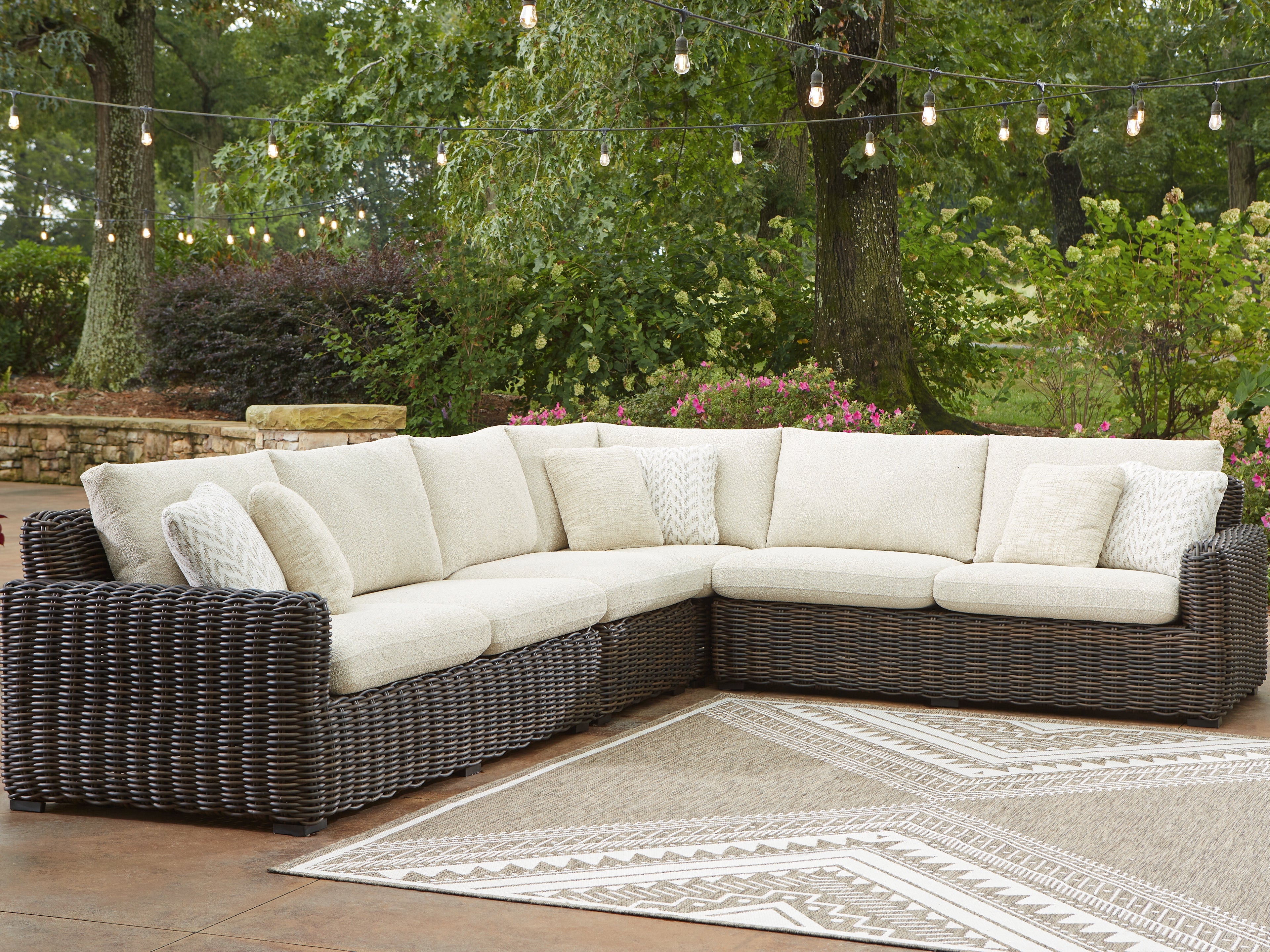 Hoover Furniture Outlet - Ashley Furniture - Kimora 4-Piece Outdoor Sectional - 4-Piece Outdoor Sectional - P711P2