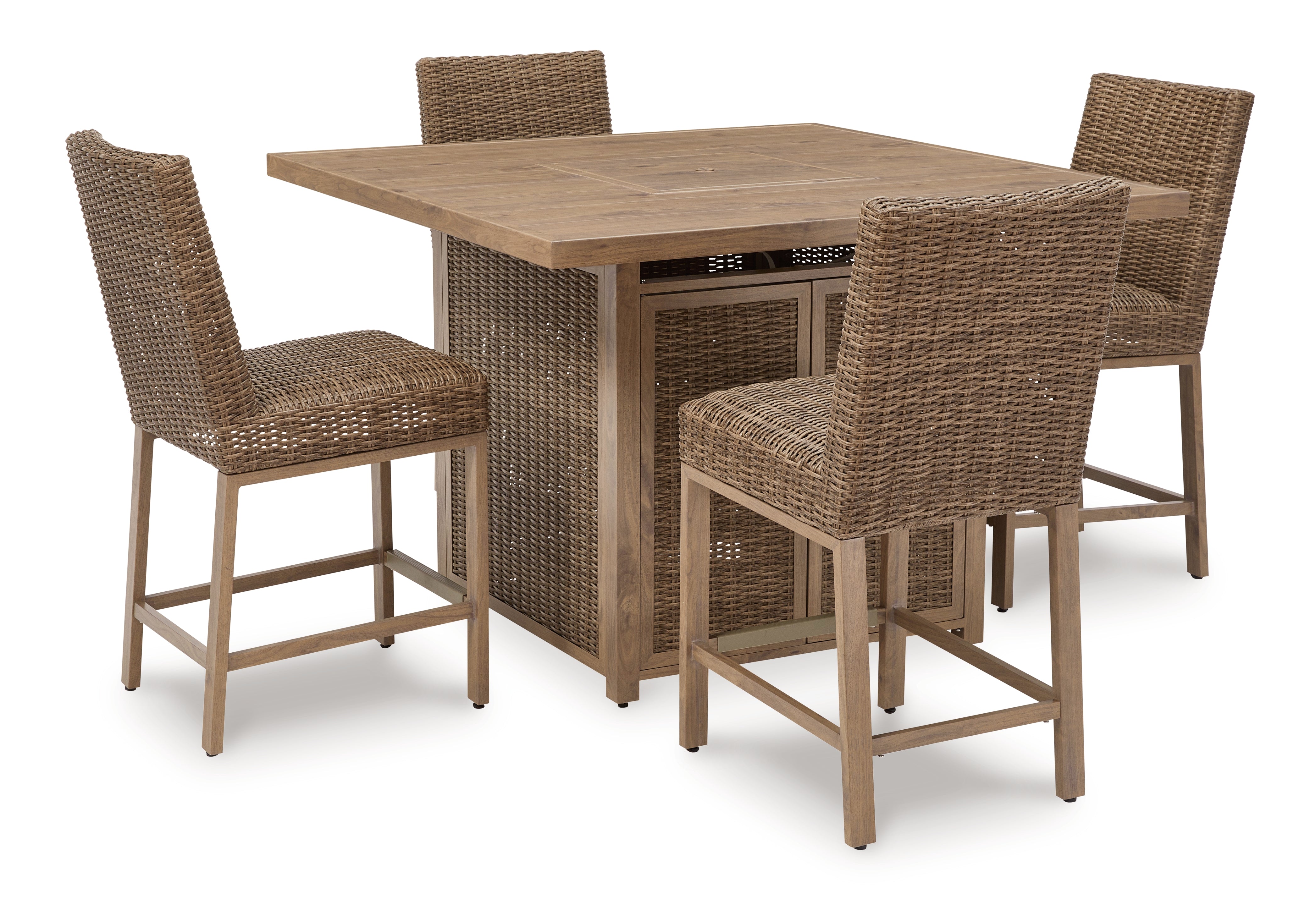 Hoover Furniture Outlet - Ashley Furniture - Walton Bridge Outdoor Bar Table and 4 Barstools - Outdoor Bar Table and 4 Barstools - P749P1