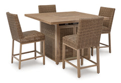 Hoover Furniture Outlet - Ashley Furniture - Walton Bridge Outdoor Bar Table and 4 Barstools - Outdoor Bar Table and 4 Barstools - P749P1