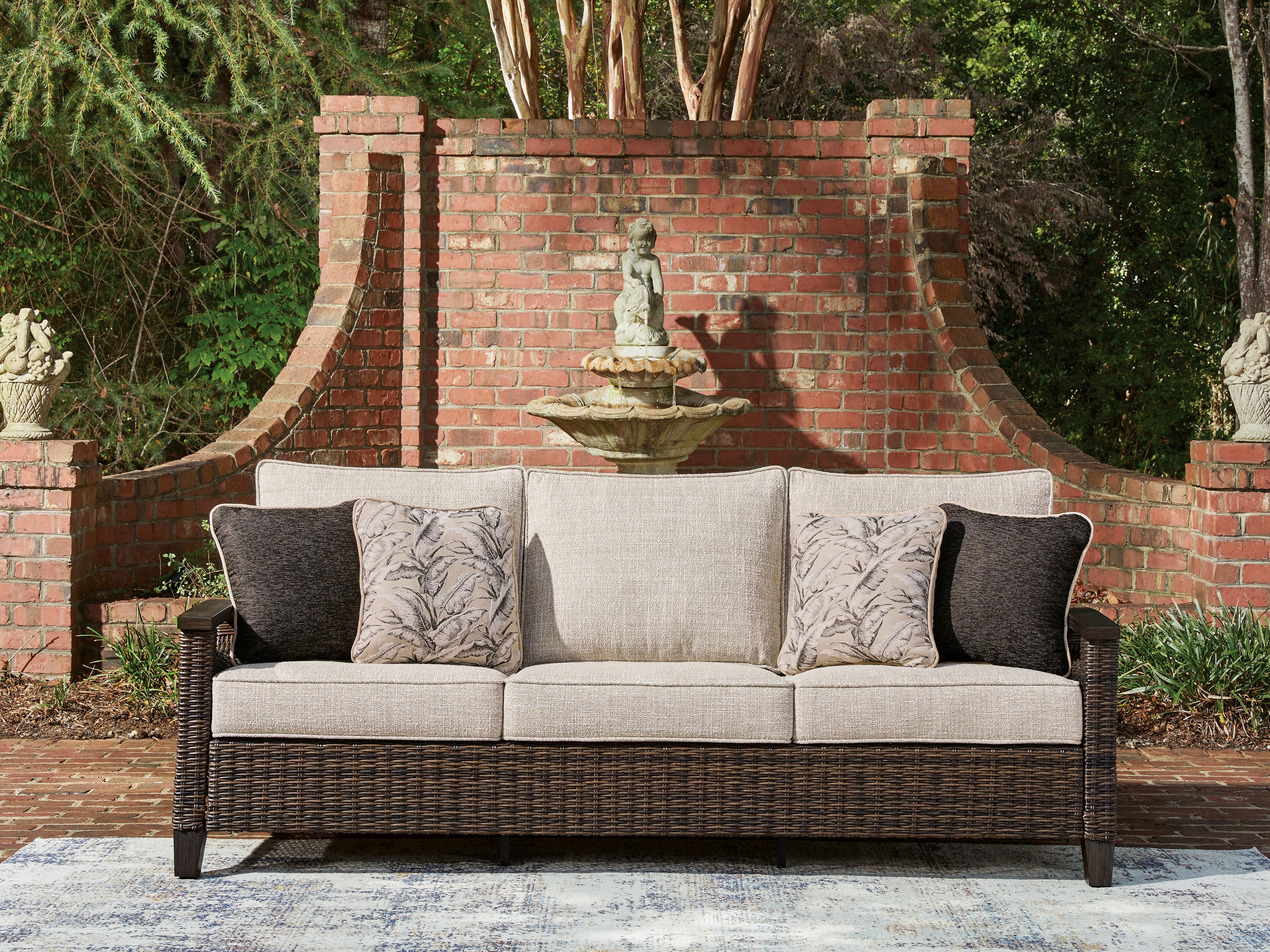 Hoover Furniture Outlet - Ashley Furniture - Monterey Point Outdoor Sofa with Cushion - Sofa with Cushion - PCP760-838