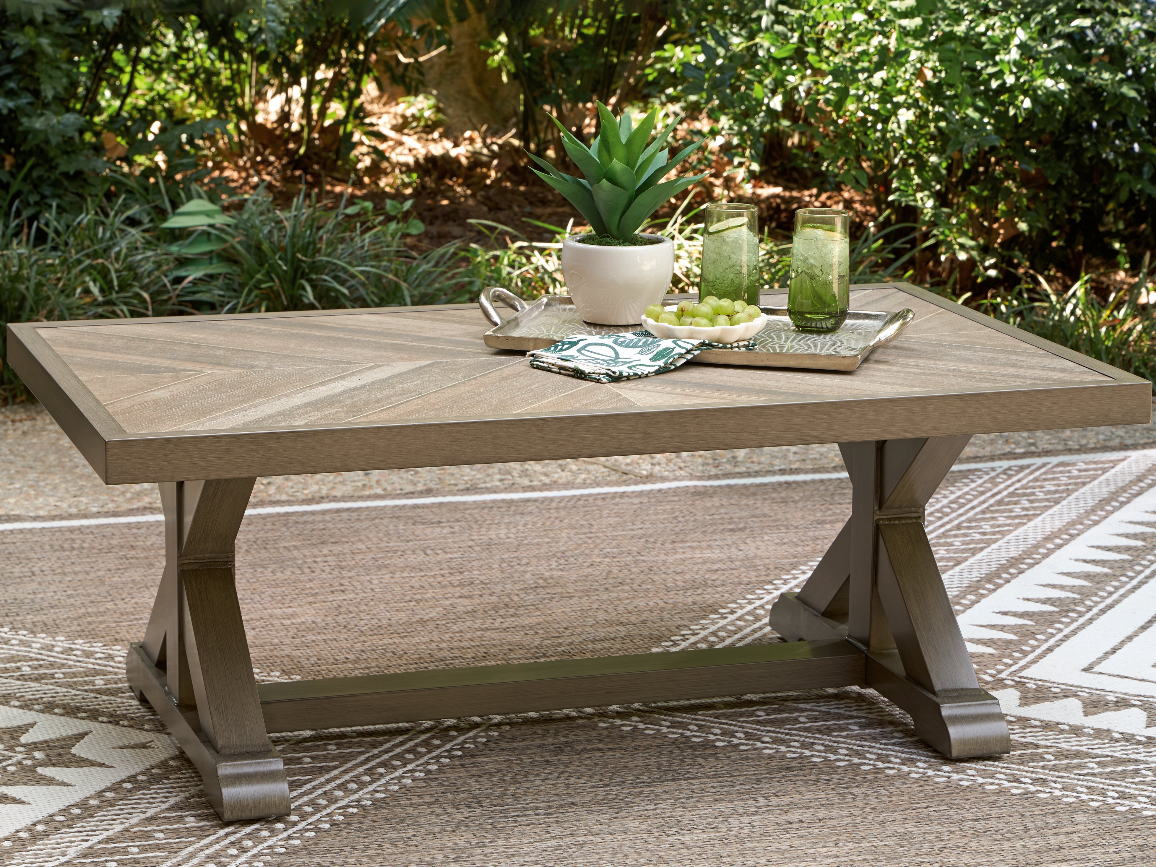 Hoover Furniture Outlet - Ashley Furniture - Laguna Heights Outdoor Coffee Table - Rectangular Cocktail Table - PCP790-701
