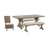 Hoover Furniture Outlet - Ashley Furniture - Beachcroft Outdoor Dining Table with 4 Chairs and Bench - Outdoor Dining Table with 4 Chairs and Bench - P791P5