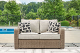 Hoover Furniture Outlet - Ashley Furniture - Beachcroft Outdoor Loveseat with Cushion - Loveseat w/Cushion - P791-835