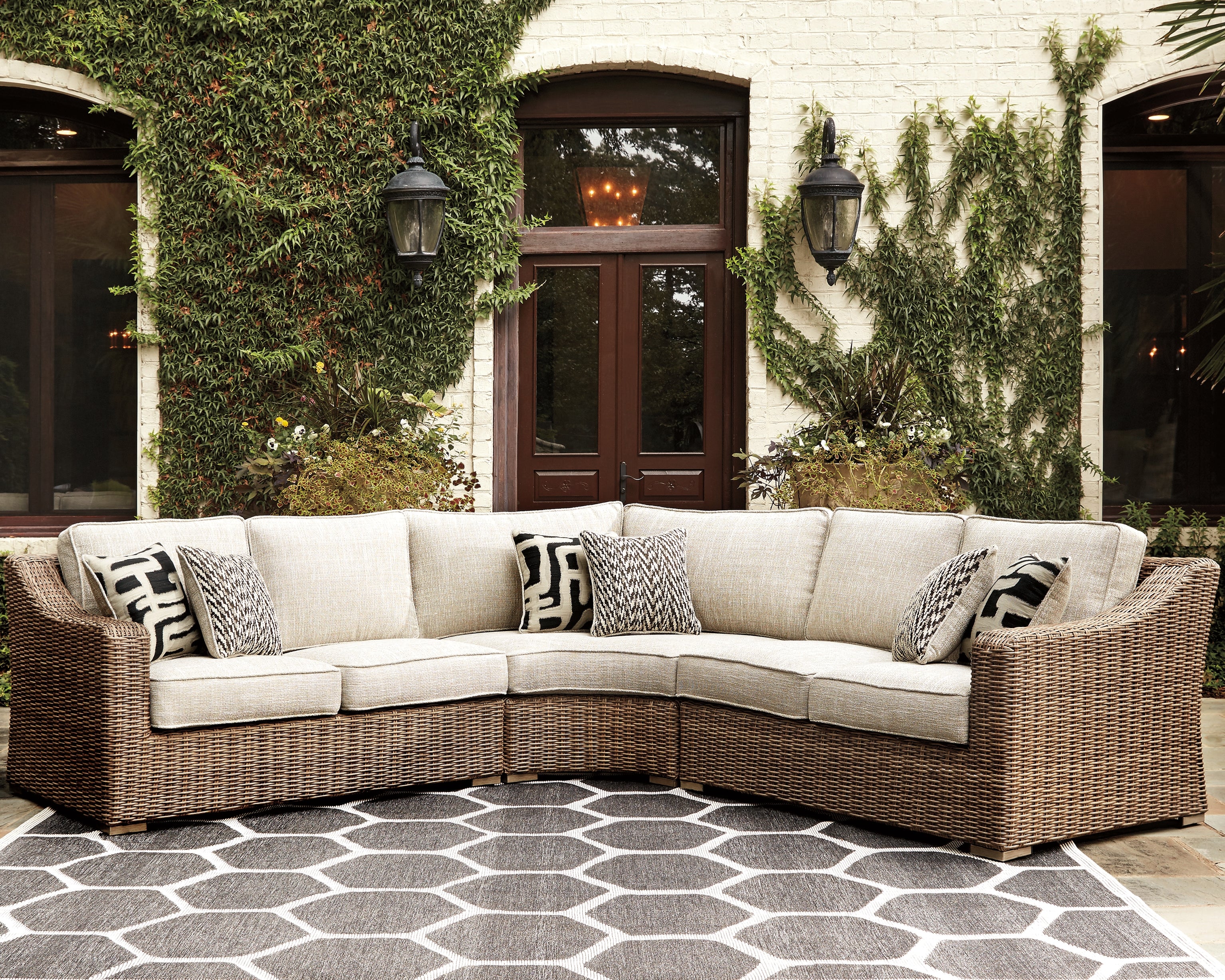 Hoover Furniture Outlet - Ashley Furniture - Beachcroft 3-Piece Outdoor Seating Set - 3-Piece Outdoor Seating Set - P791P6