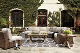 Hoover Furniture Outlet - Ashley Furniture - Beachcroft 5-Piece Outdoor Sectional with Coffee Table and 2 End Tables - 5-Piece Outdoor Sectional with Coffee Table and 2 End Tables - P791P10