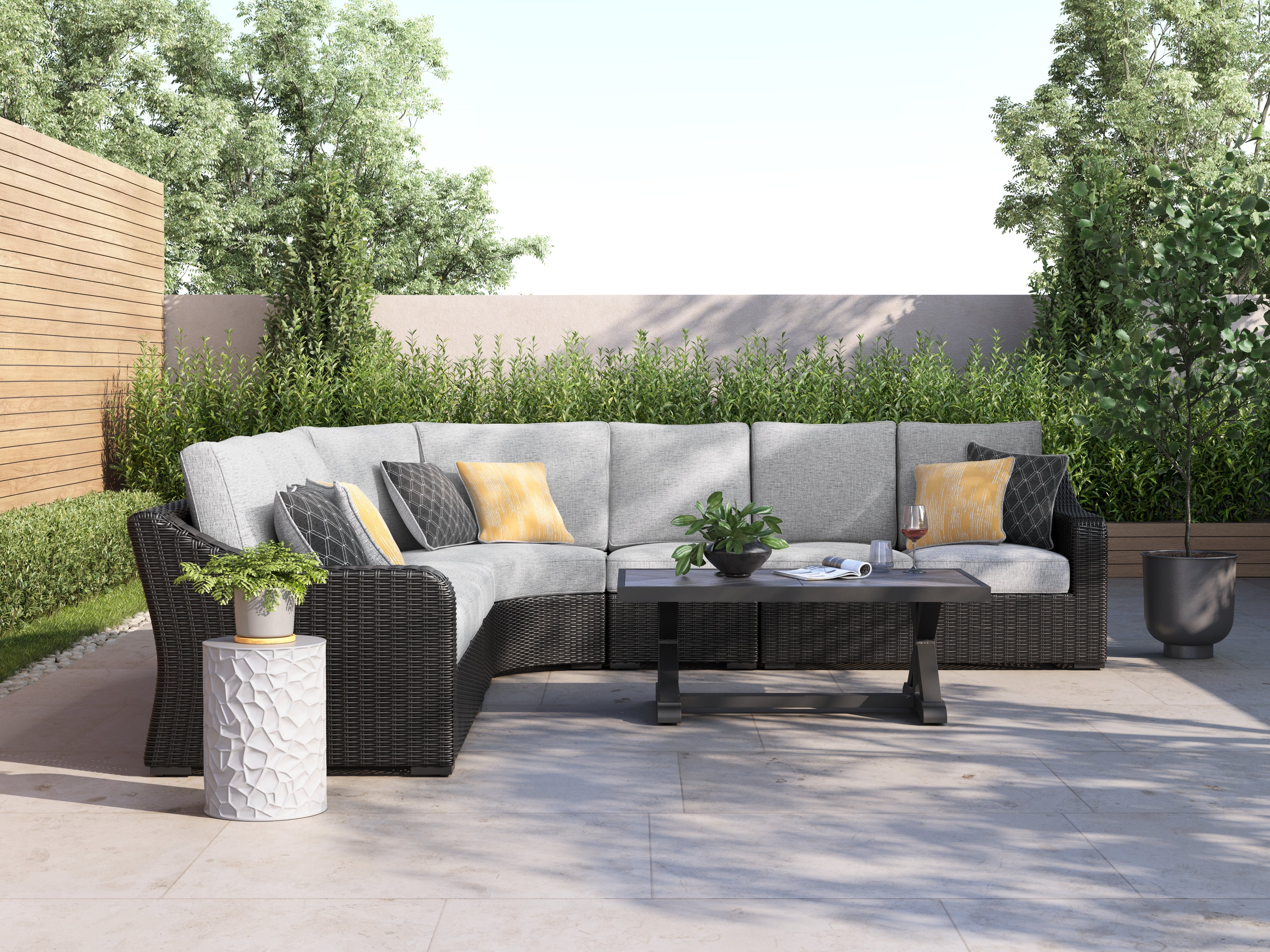 Hoover Furniture Outlet - Ashley Furniture - Beachcroft 5-Piece Outdoor Sectional - 5-Piece Outdoor Sectional - P792P6