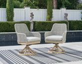 Hoover Furniture Outlet - Ashley Furniture - Seton Creek Outdoor Swivel Dining Chair (Set of 2) - Swivel Chair w/Cushion (Set of 2) - P798-602A