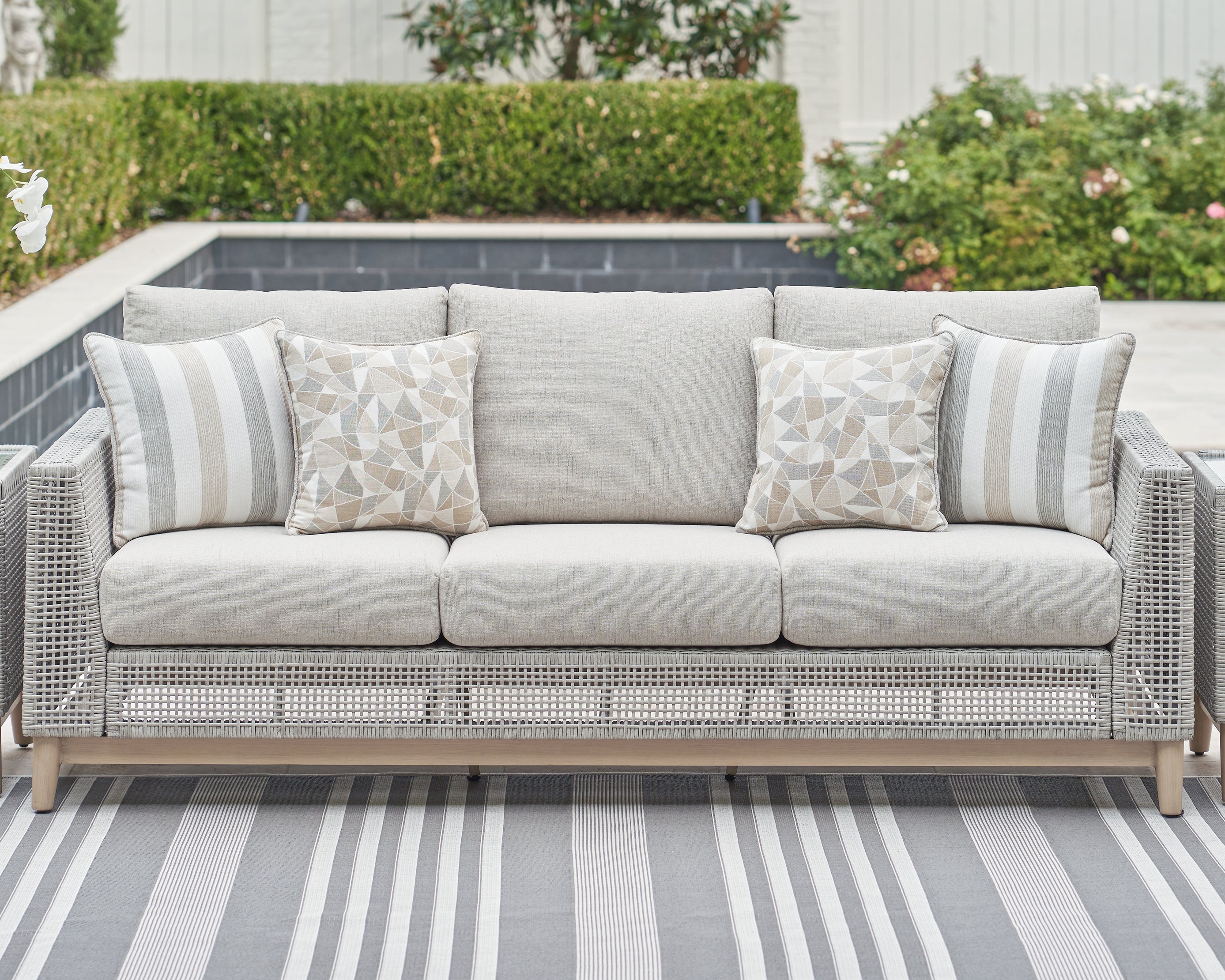 Hoover Furniture Outlet - Ashley Furniture - Seton Creek Outdoor Sofa with Cushion - Sofa with Cushion - P798-838