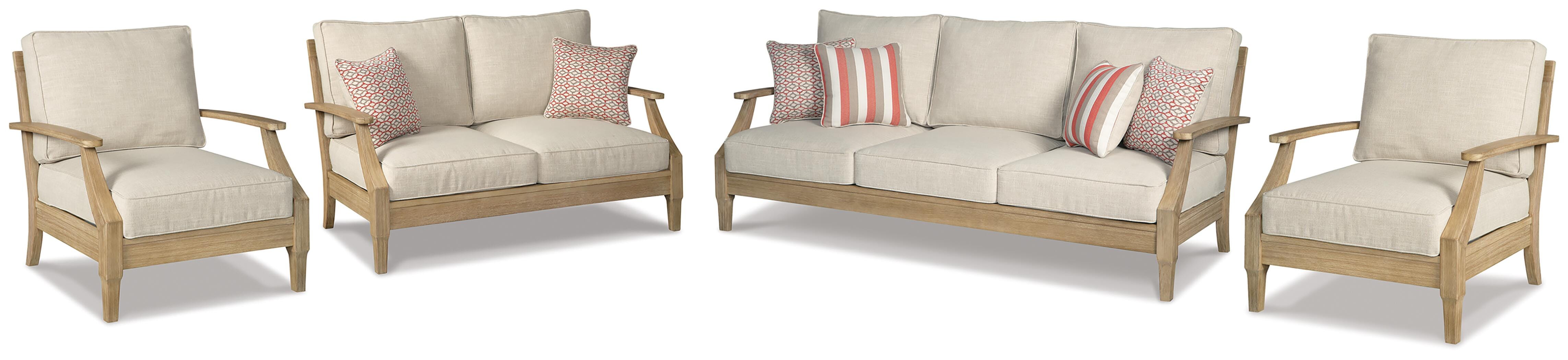Hoover Furniture Outlet - Ashley Furniture - Clare View Outdoor Sofa, Loveseat and 2 Lounge Chairs - Outdoor Sofa, Loveseat and 2 Lounge Chairs - P801P13