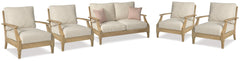 Hoover Furniture Outlet - Ashley Furniture - Clare View Outdoor Loveseat and 4 Lounge Chairs - Outdoor Loveseat and 4 Lounge Chairs - P801P9