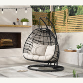 Playa Double Swing Egg Chair Complete - Dark Grey and Olefin Beige – SKU O-16230-10311-220 | Elements
