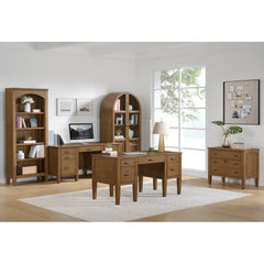 Portico Open Bookcase in Brown Oak
