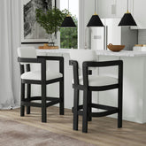 Portland Arm Barstool with White Fabric in Black (2 Per Carton) – SKU D-1710-8-BST3 | Elements