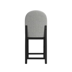 Portland Round Back Barstool with Grey Fabric in Black (2 Per Carton)