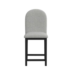 Portland Round Back Barstool with Grey Fabric in Black (2 Per Carton)