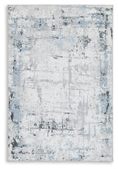 Hoover Furniture Outlet - Ashley Furniture - Emertonly 8' x 10' Washable Rug - 8' x 10' Washable Rug / Blue/White/Gray - R406981