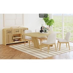 Sylvie Dining Side Chair with White Fabric in Natural (2 Per Carton)