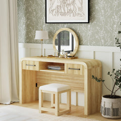 Ridgemont Dressing Table and Mirror in Natural – SKU V-14440-6-DTC | Elements