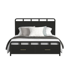 Ridgemont King Storage Bed in Black with Grain