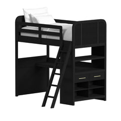 Ridgemont Loft Complete Bunk Bed in Black with Grain