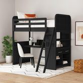 Ridgemont Loft Complete Bunk Bed in Black with Grain – SKU Y-14440-8W-LB | Elements