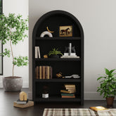 Ridgemont Open Bookcase in Black with Grain – SKU A-14440-8W-DC | Elements