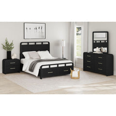 Ridgemont Dresser and Mirror Set in Black with Grain