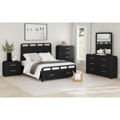 Ridgemont Queen Storage Bed in Black with Grain