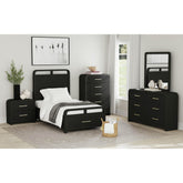 Ridgemont Dresser and Mirror Set in Black with Grain – SKU B-14440-8W-DRMR | Elements