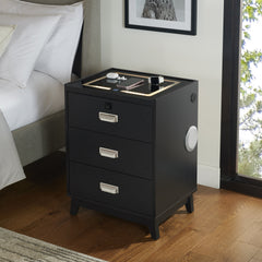 Rio Nightstand with Electronic Features in Black – SKU A-13150-8-NS | Elements