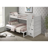 Sami Twin Over Full Step Bunk with Right HB in White – SKU SM750TFBR | Elements