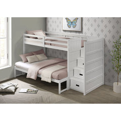 Sami Twin Over Full Step Bunk with Right HB in White – SKU SM750TFBR | Elements