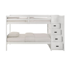 Sami Twin Over Twin Step Bunk with Right HB in White